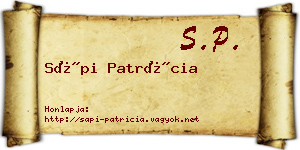 Sápi Patrícia névjegykártya